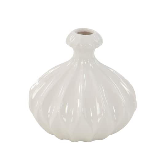 White Stoneware Modern Vase Set